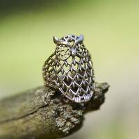 Handcrafted Filigree Owl Ring: Sterling Silver Boho Witchy Jewelry
