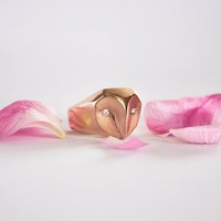 Rose Gold barn owl ring with diamonds, rose gold owl, gold barn owl ring, solid gold owl, owl engage