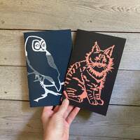 Owl or Cat Notebook, Journal, Stocking Stuffer, Sketch Pad
