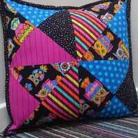 Owl patchwork cushion covers pair available