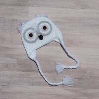 Crochet Snowy Owl Earflap Winter Hat for Newborn Baby Toddler Child Adult