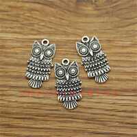 20pcs Owl Charms Bird Charms Antique Silver Tone 13x25mm cf3453