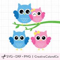 Cute Owl Couple SVG DXF Files for Cricut and Silhouette Valentine Owl Couple svg dxf Cut File Clipar