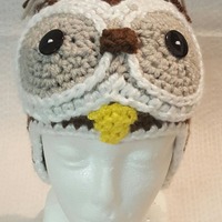 Aviator owl hat, owl hat, animal winter hat, crochet hat