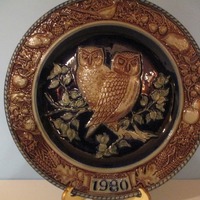 GOEBLE OWL STONEWARE W Germany Plate, 1980 Goeble Owl Plate, 1980 Goeble Stoneware Plate, Goeble Sto