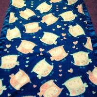 Blue Blanket With Owl Design/New Born Baby Gift/Baby Shower Gift/Nursery Throw/Baby Bedding/Valentin