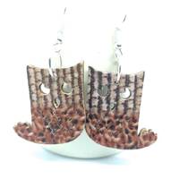 Unique Owl-Shaped Earrings - Handmade Wooden Decoupage Earrings - Quirky Brown Owl Earrings - Handma