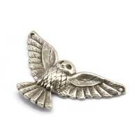 Antique Silver Owl Charm, 1 Antique Silver Plated Owl Necklace Pendant (38x18mm) N0229 