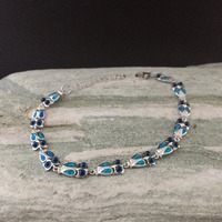blue opal owls bracelet, greek bracelet, sterling silver opal bracelet, greek ancient jewelry, bijou