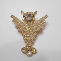 Gorgeous Rhinestone Owl Brooch (0023) Sparkly!!