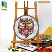 Mandala Owl Cross Stitch Pattern and Kit Modern Cross Stitch Needlework Art PDF Pattern and Hand Emb