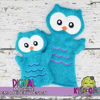 Owl Hand Puppet Bath Mit Wash Cloth Machine Embroidery Design Pattern