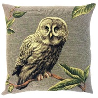 Great Gray Owl Pillow Cover - Owl Lover Gift - Owl Decor - Gray Owl Throw Pillow - 18x18 belgian tap