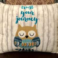 Hand-sewn OWL "Be Awesome" Statement Plush Pillow 12" x 16" White & Gray Ter