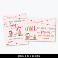 Valentine’s Day Printable – Owl Valentine – School Valentine – Instant Downl