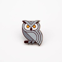 Owl Enamel Pin Badge #1 - Grey & Black Nickel