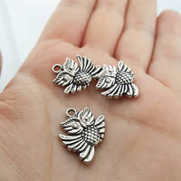 Qty 10 Antique Silver Owl Charm Silver Tone Wholesale Clearence Destash Pendant Necklace