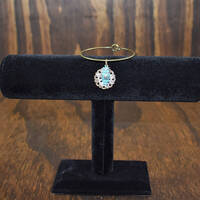 Teal & Bronze Owl Pendant Bangle Bracelet