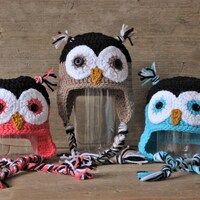 Owl hat / Bonnet hibou / earflap hat / woodland animal hat / baby hat / child hat / baby photo prop