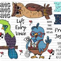 Bird, owl, parrot, tweet, sing, praise jesus, music, notes, bible journaling, traceable, printable, 