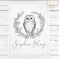 Owl Baby Blanket, Owl Nursery, Personalized Baby Blanket Girl, Grey Baby Blanket, Gray Owl Nursery, 