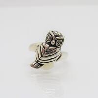 Vintage Sterling Silver Owl Dome Ring Size 8