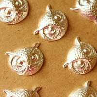 1 pc. Silver Plated Brass Owl Heads : 25mm by 20mm - made in USA | SI-202