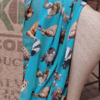 Woodland Animals Scarf * Otter Badger Hare Owl Squirrel Fox * Silky Nature Fabric * Large Square Wra