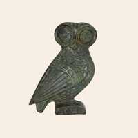 Owl of Athena Ancient Greek Sacred Owl of Athens Bronze Art Museum Replica Symbol of Wisdom Verdigri