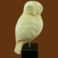 Sacred Owl of Goddess Athena Ancient Greek Sculpture Owl With Head Bent Over Collectible Art Greek M