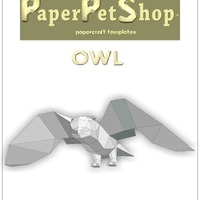 Owl flying and feet down, Papercraft Template, DIY Origami Paper Forest Pet