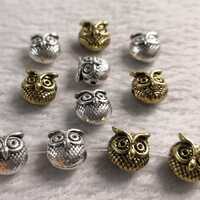 20pcs Antique Silver , Bronze Owl  Beads , Owl Spacer Beads , 10x11mm , Wholesale