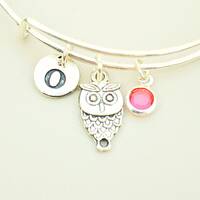 Owl Jewelry, Owl Bracelet, Owl  gift, Best Friend gift, Owl  Bracelet gift, Owl Bangle, Owl Charm, C