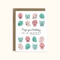 Cute Owl Birthday Card | A2 Card | Hope Your Birthday is a Hoot