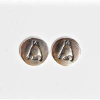 Sterling owl petroglyph post earrings, mini studs, hiker jewelry, camper gift, botanical replica, ro