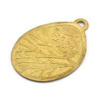 Brass Owl Charm, 2 Raw Brass Owl Textured Drop Shape Charms With 1 Loop, Blanks (38x28.5x0.8mm) E215