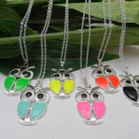 Set of 6 Owl Necklaces, necklace party favors, owl pendant set, owl party favor necklace