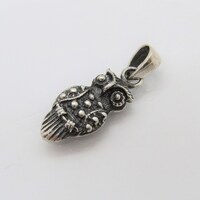 Vintage Sterling Silver Owl Charm Pendant