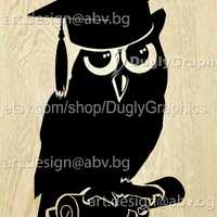 Vector OWL with graduation HAT, AI, eps, pdf, svg, dxf, png, jpg Download files, Digital, graphical,