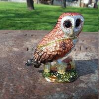 Enamel trinket box collectible, Owl Swarovski crystals