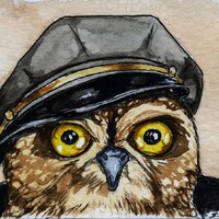 The  Giant Cuban Owl ~~ No 100 of 100 series- ~ signed watercolor print