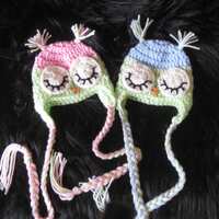 Hat Owl hat baby pink blue green baby boy ,baby girl ,sleepy eye owl