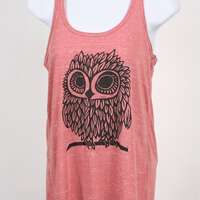 Owl On Mauve Marble Women's Flowy Racerback Tank