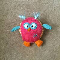 Pet Owl - Adorable Hand-Knit Owl Owlette Doll Stuffed Animal Toy Friend in Pink Turquoise Orange