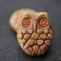 Pink Owl, Owl Beads, Czech Beads,128-3s