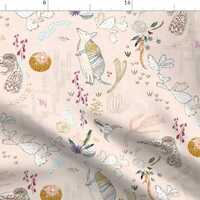 Armadillo Fabric - Desert Vibes (Peach) Cactus Owl Southwestern Boho Animal By Nouveau Bohemian - Co