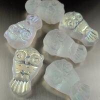 Czech Glass Beads - Glass Owl Bead 19mm Matte Crystal AB (BX 8 - 26)