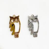Whimsical Vermeil Or Sterling Silver Owl Silhouette Cut Out Charm Nature Bird Pendant