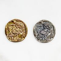 Raised Unique Owl Coin Medallion Pendant in Vermeil Or Sterling Silver Nature Pendant Double Sided C