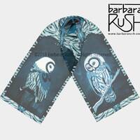 Barred Owl Scarf, Owl Scarf, Bird Scarf, Colorful Owl Scarf, Wild Owl Scarf, Mom's Day Gift